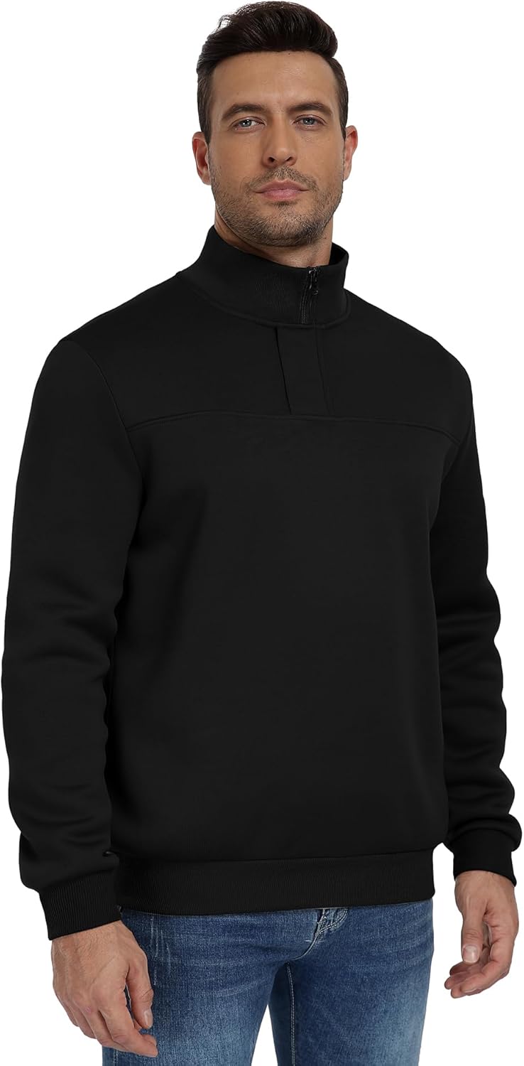 ZITY Mens Quarter Zip Pullover Fleece Lined Long Sleeve Casual Sweatshirts with Side Pockets - Image 3
