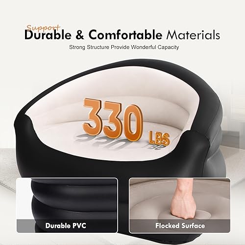 Miniatura 3 de DIMAR GARDEN Sofá inflable para exteriores, sofá inflable para acampar, gris claro