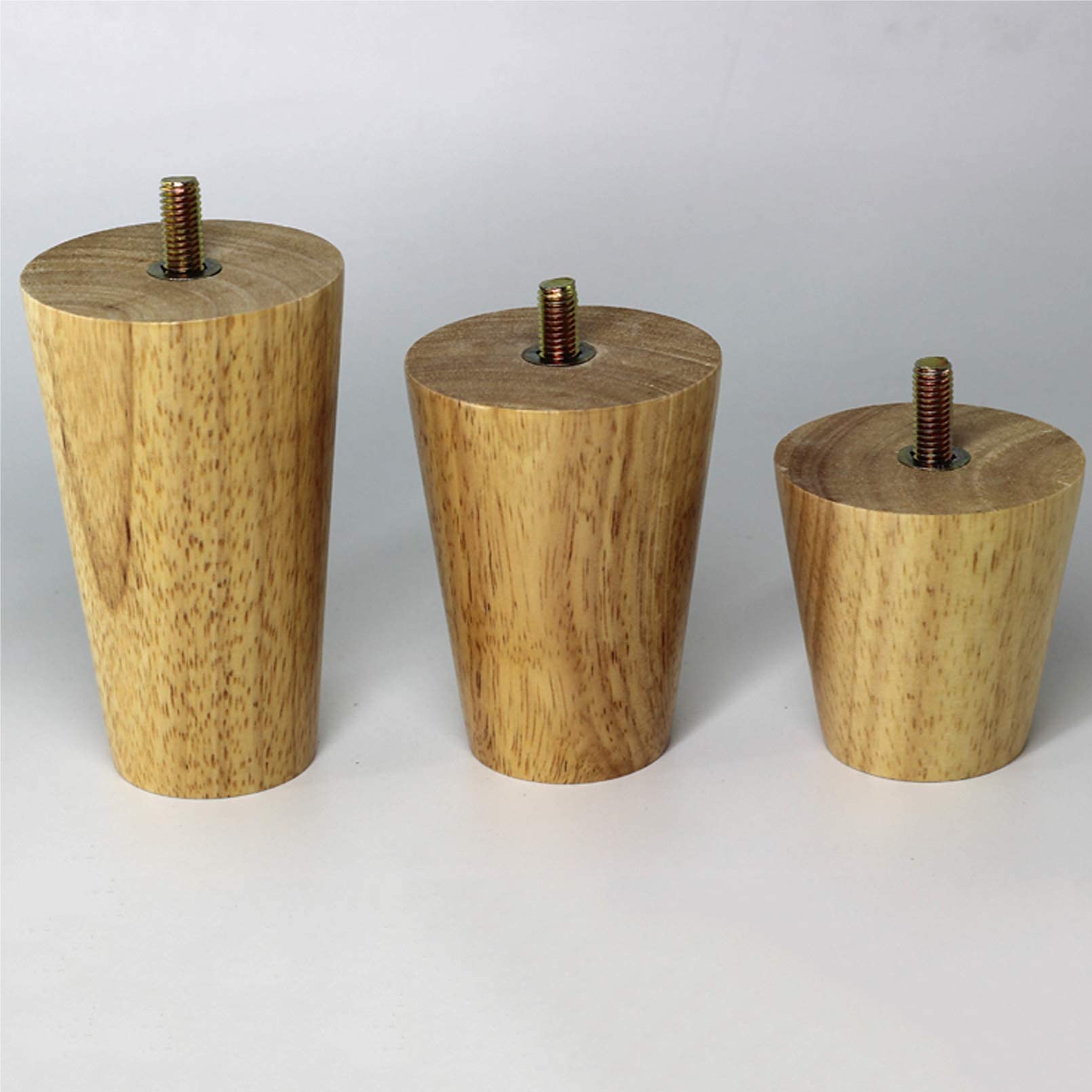 Gambe per Divano in Legno, mobili in Gomma, Piedini per Divano in Legno, Sostituzione Solida per Poltrona, armadietti per Pouf, cassettiera, Colore con Stelo filettato M8, Cono Dritto (10