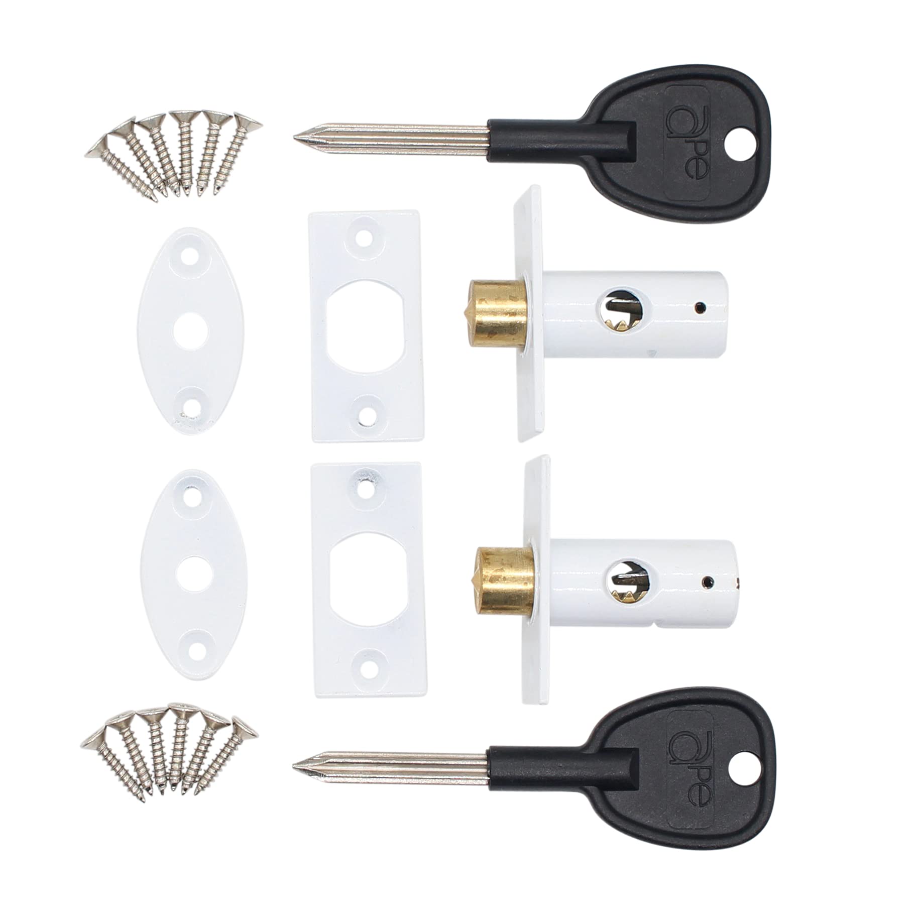 Eai Brass Window Security Mortice Rack Bolts | Pack Of 2 Bolts With 2 Star Keys | White