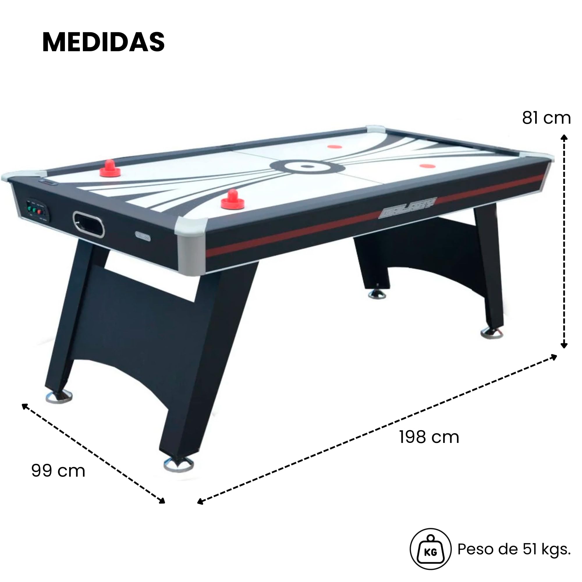 Devessport - Air Hockey Galaxy - Fácil Montaje - Ideal para Jugar con Amigos - Medidas: 214.5 x 117.5 x 82 Cm