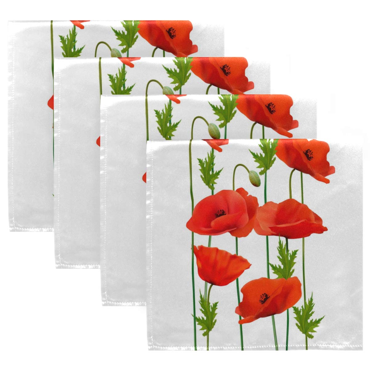  Poppy Flower by adehoidar Spring Poppies Digital Graphic Modern Flowers Cloth Napkins by