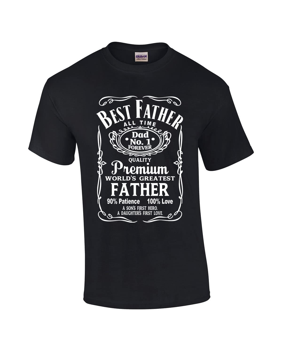 Best Father of All Time Whiskey Label Short Sleeve Men's Fathers Day T-Shirt Graphic Tee