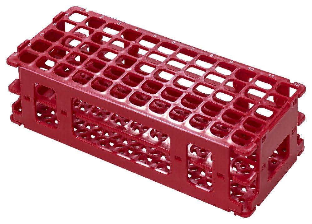 Caplugs Evergreen 240-3201-R8SI Test Tube Rack. for 16 mm Tubes, 60 Places, Polypropylene, Red-image-18
