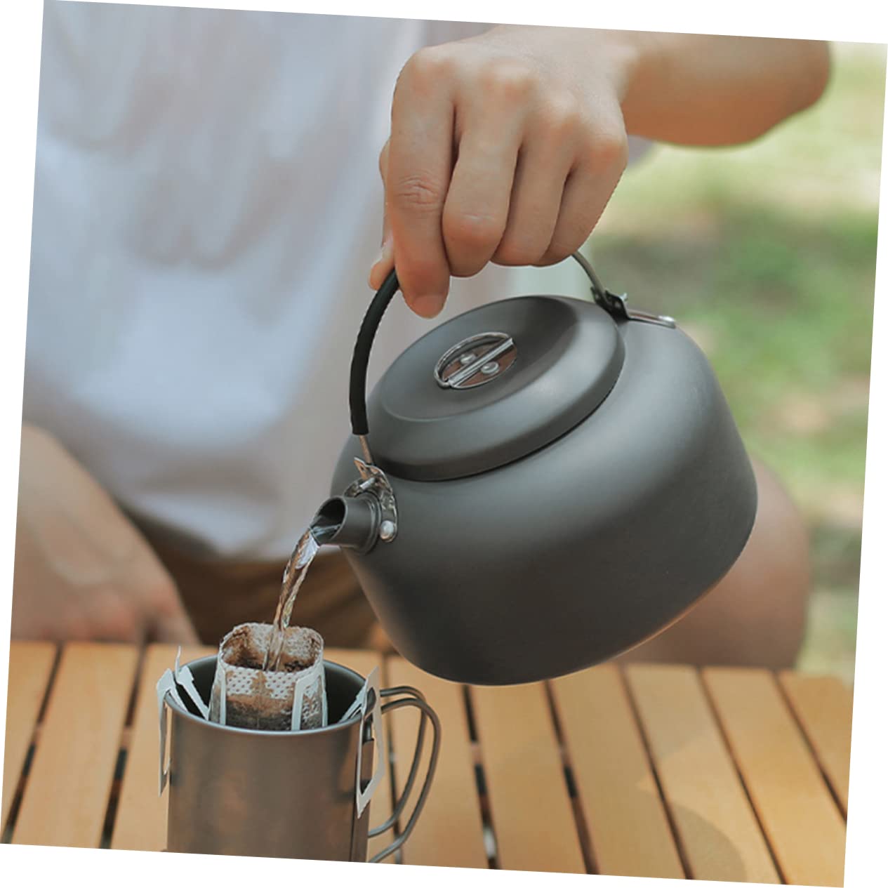 INOOMP 2stücke Aluminiumlegierung Wasserkocher Tragbarer Camping Teekessel Für Outdoor-aktivitäten Leicht Und Kompakt Zum Kochen Von Wasser Tee Und Kaffee