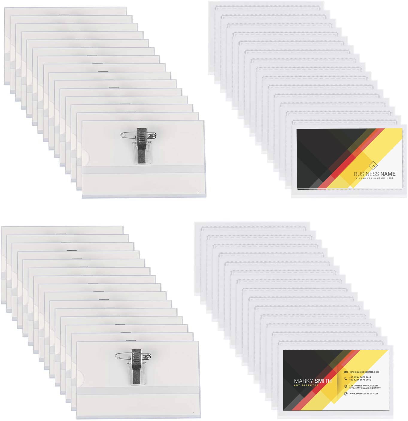 Targhette Portanome Con Clip - 20 Pezzi Trasparenti, Per Vestiti, Eventi, Scuola (90x56 Mm) - Foto 4