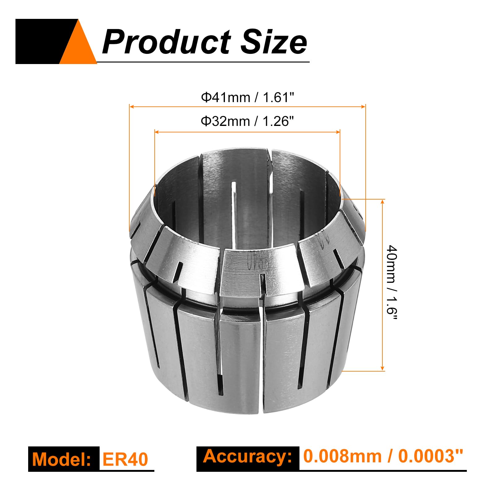 sourcing map Mandrin de serrage à ressort ER40 32 mm 65Mn en acier à ressort de précision pour fraisage CNC gravure outil de tour