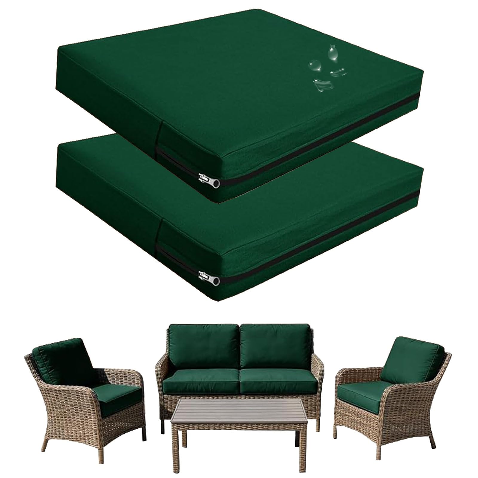 seokor Replacement Outdoor Cushion Covers Waterproof, 65x65 60x60 50x50cm set of 6/4/2/1 Garden Sofa Seat Cushion Slipcover With Zipper for Chairs, Patio and Rattan furniture(Color12,50x50x5cm(2pcs))