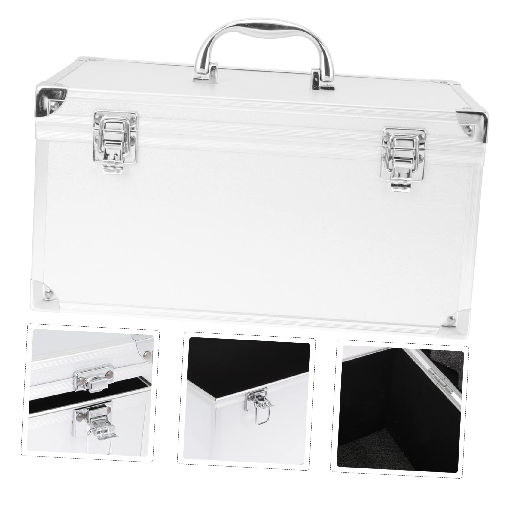 YARNOW Caja De Herramientas Organizador De Botiquin De Primeros Auxilios Seguro Estuche De Almacenamiento Rígido Estuche De Escritorio Botiquín Médico Aleación De Aluminio Maletín Viajar