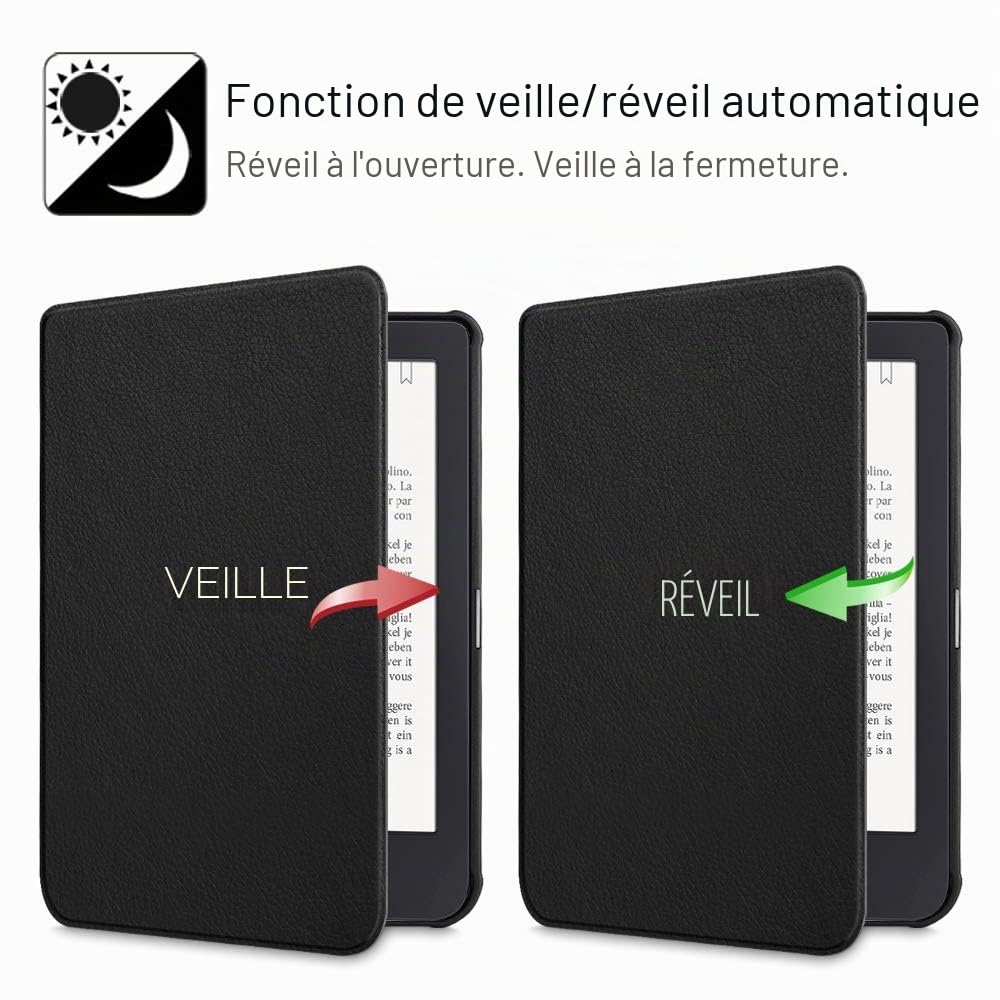 FINTIE Étui pour Kobo Clara HD 6 Pouces 2018 (Numéro de Modèle: N249) - Housse Fine et Légère Coque Fermeture Magnétique Fonction Réveil/Sommeil Automatique, Noir