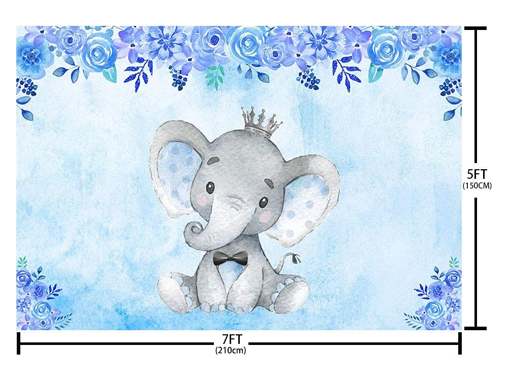 TTQYFNM 6.5x6.5ft Green Elephant Round Backdrop Cover Little Peanut Watercolor Greenery Foliage Floral Photography Background For Newborn Gender Reveal Baby Shower Birthday Party Decoration Banner