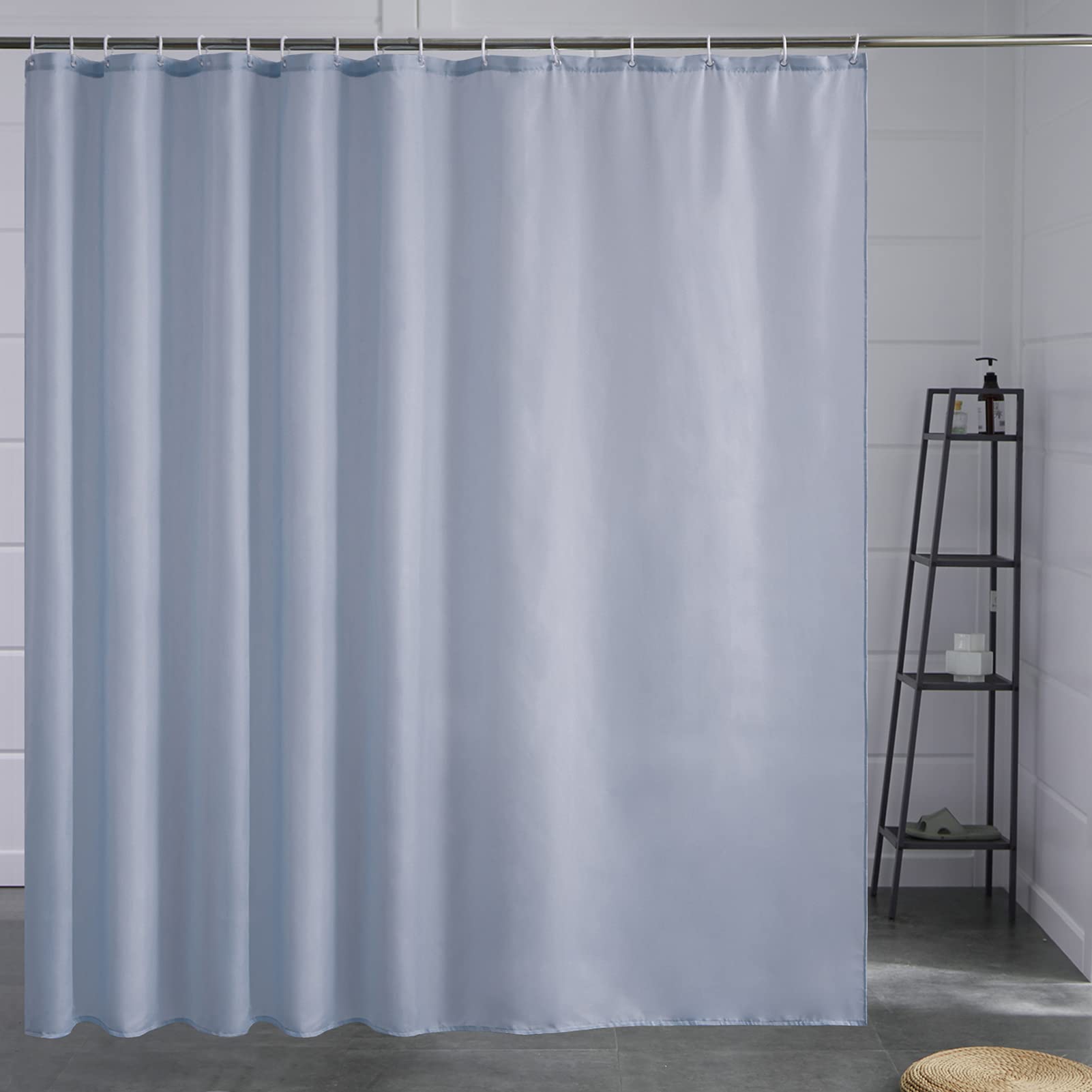 Cortinas Baño Blanca Antimoho Antibacteriano Impermeable Poliester Tela Lisa Lavable, con 12 Ganchos Plásticos, 180x200 Cortina. — view 79