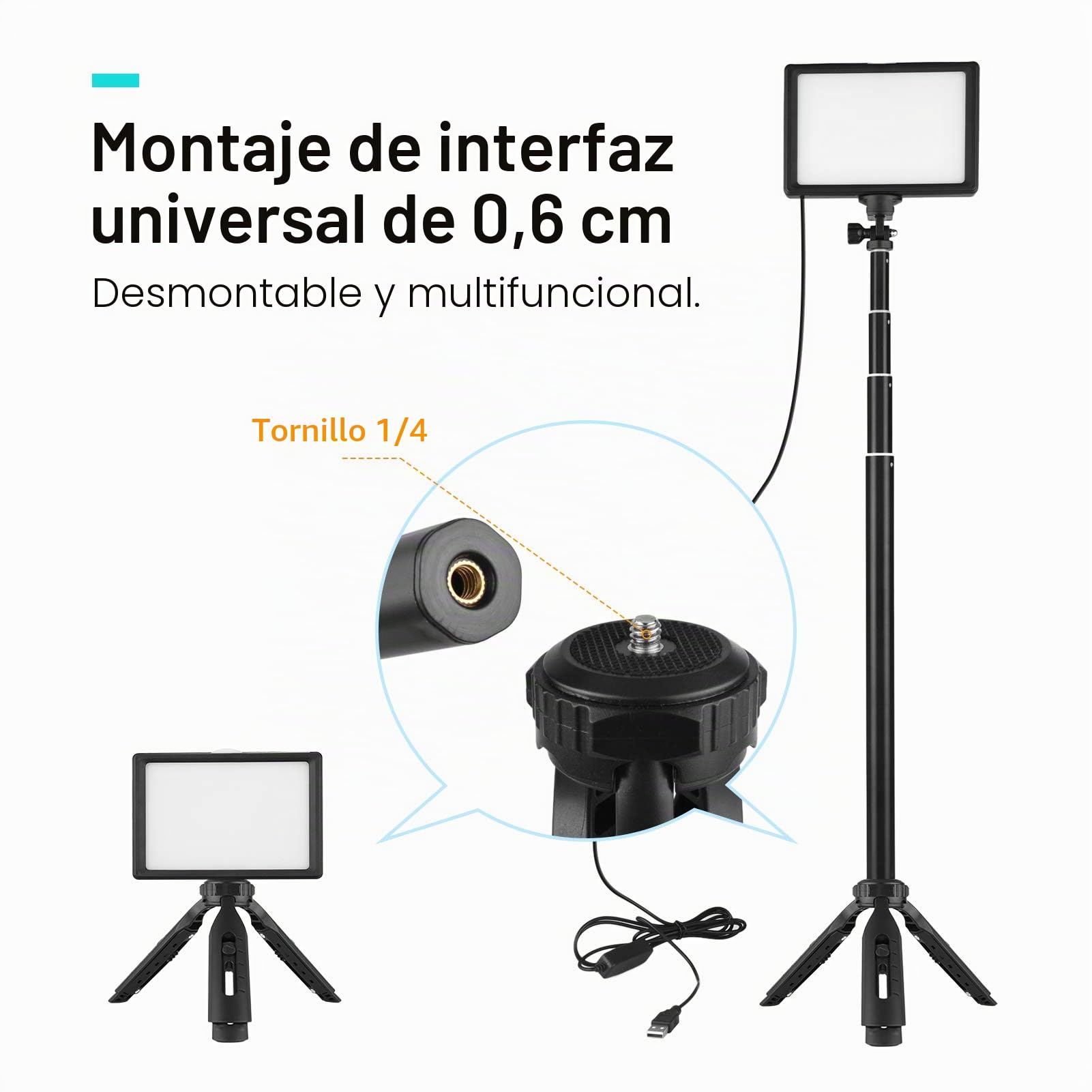 Andoer Luces LED Video Regulables a 5600K con Soporte de Trípode Ajustable y Filtros de Color para Ángulos Bajos y Tableros de Mesa Iluminación LED Colorida y Portátil para Fotografía y Video 2 Packs