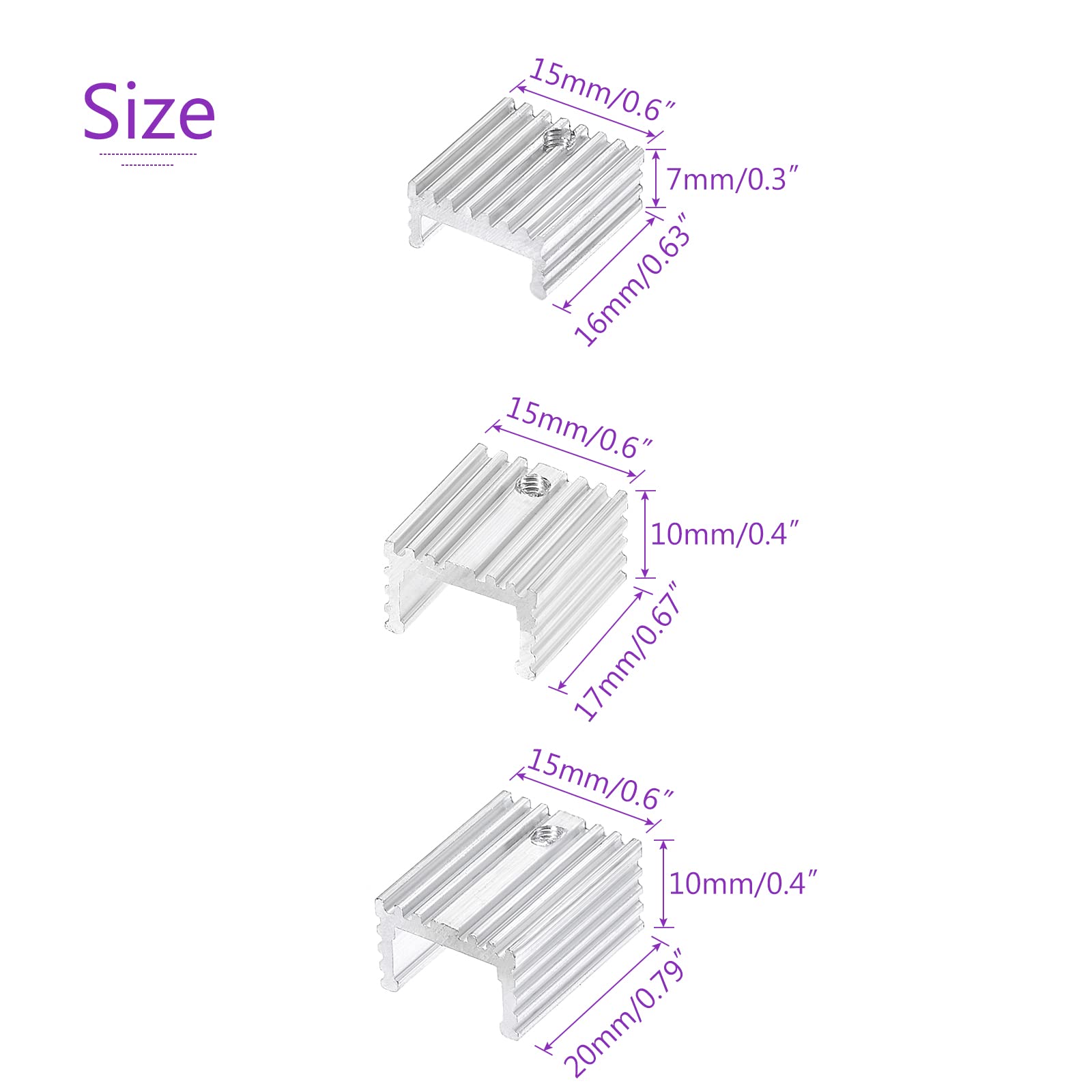 Lot Dissipateurs Chaleur TO-220 Aluminium - Avec Vis, Isolateurs, Tampons Silicone - 9