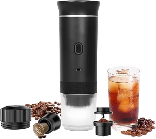 Cafetera portátil 3 en 1, máquina de café expreso autocalentable, cafetera de viaje recargable por USB, compacta para oficina, viajes, camping,