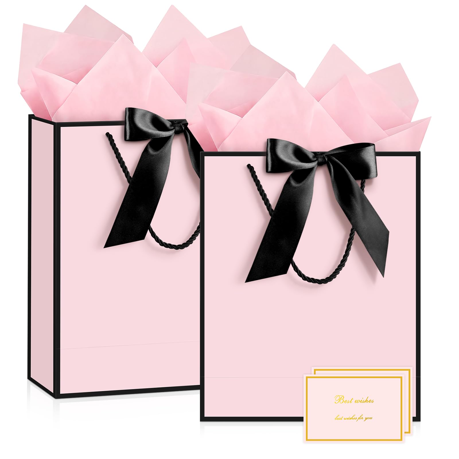 JMANNI Medium Pink Gift Bags for Women, Birthday Bag with Handles 2-Pack