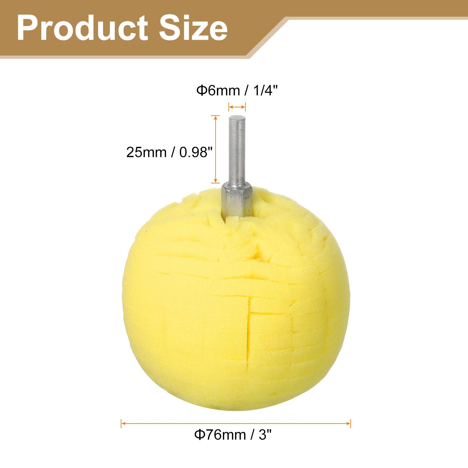 HARFINGTON Ball Buffing Polishing Pads 3 Inch Heavy Cut Sponge Car Wheel Polishers Detail Polisher Tool with 1/4