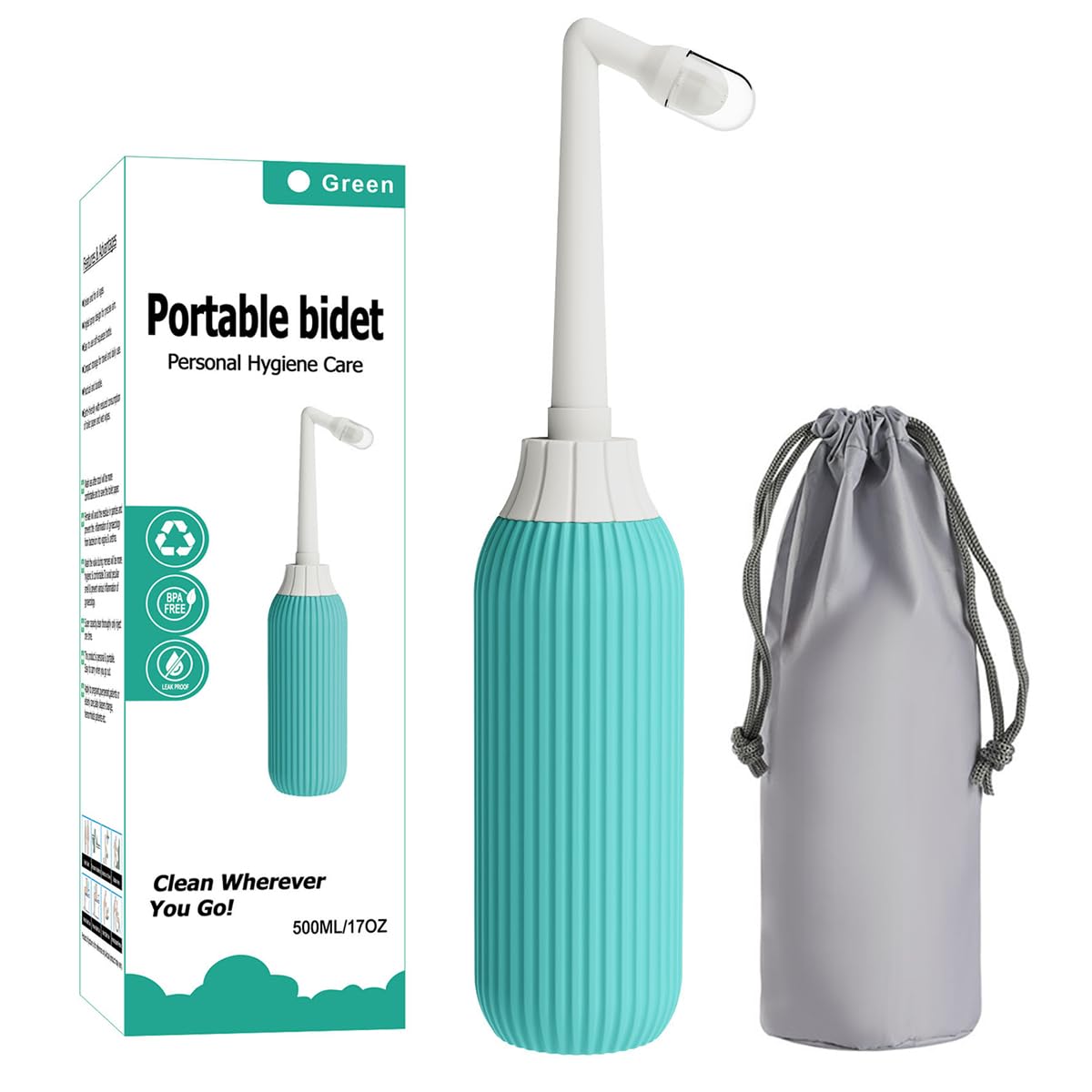 Dazzluxe Handheld Bidet, Portable Personal Bidet Sprayer with Dust Cap, Postpartum Care Spray Bottle for Women Personal Perineal Hygiene Cleaning,Green,650ML