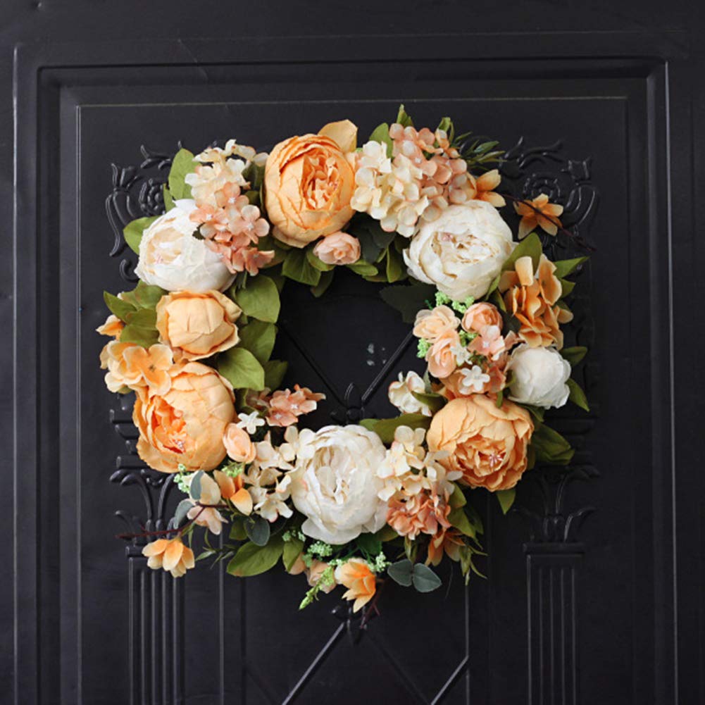 Ghirlanda di fiori artificiali per porta d'ingresso, 40,6 cm