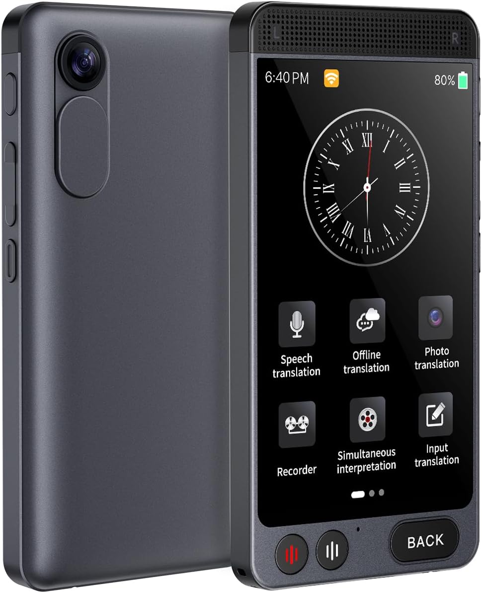 2025 Language Translator Device, Support 142 Languages and Accents, Two Way Real-Time Voice Translation, Online/Offline/AI/Voice/Photo Translation for Travel, Learning and Business, 2000mA