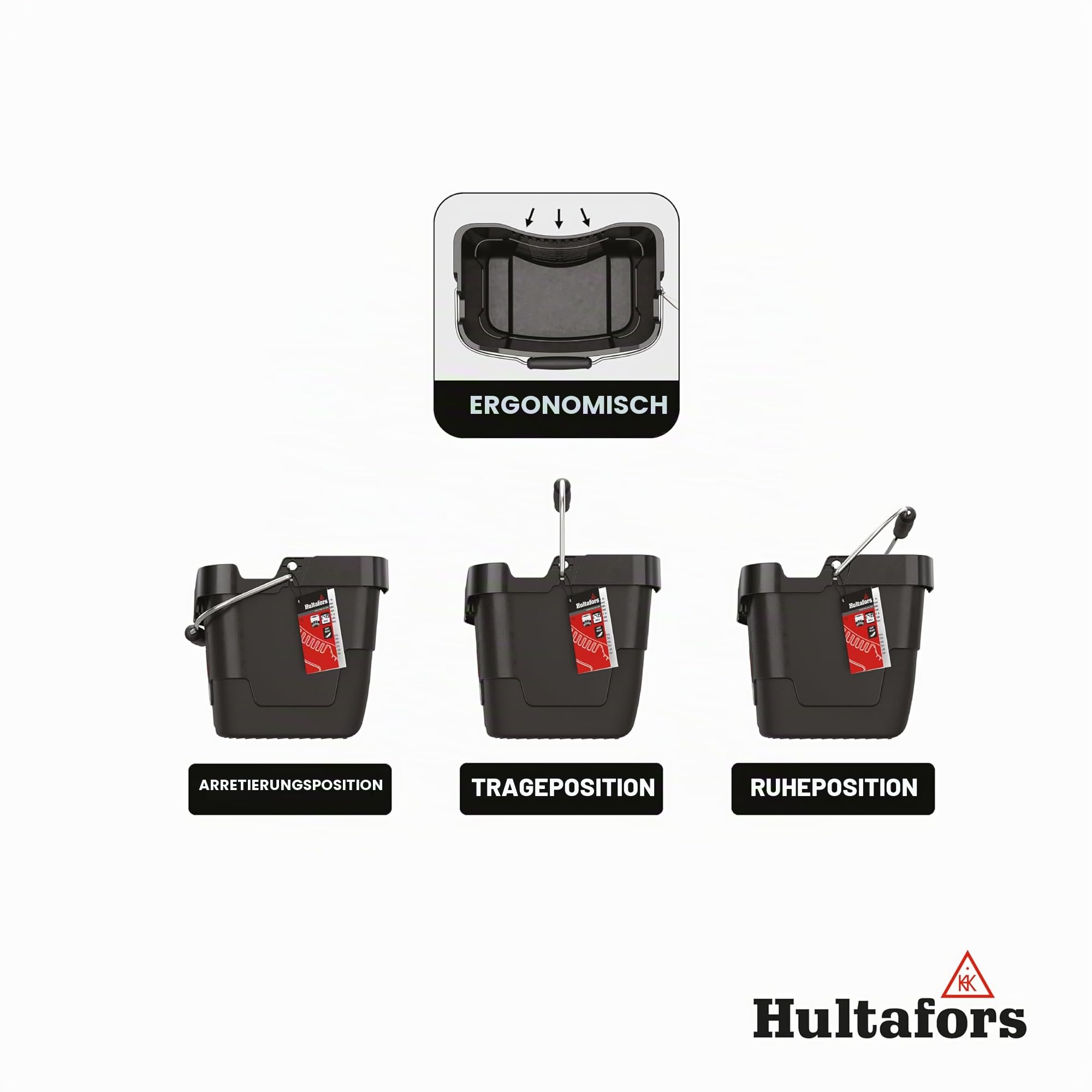Hultafors Werkzeugeimer 15 Liter I I Hält bis zu 100kg I Ergonomisch geformter ultrastabiler Baueimer I Made in Sweden I 590101