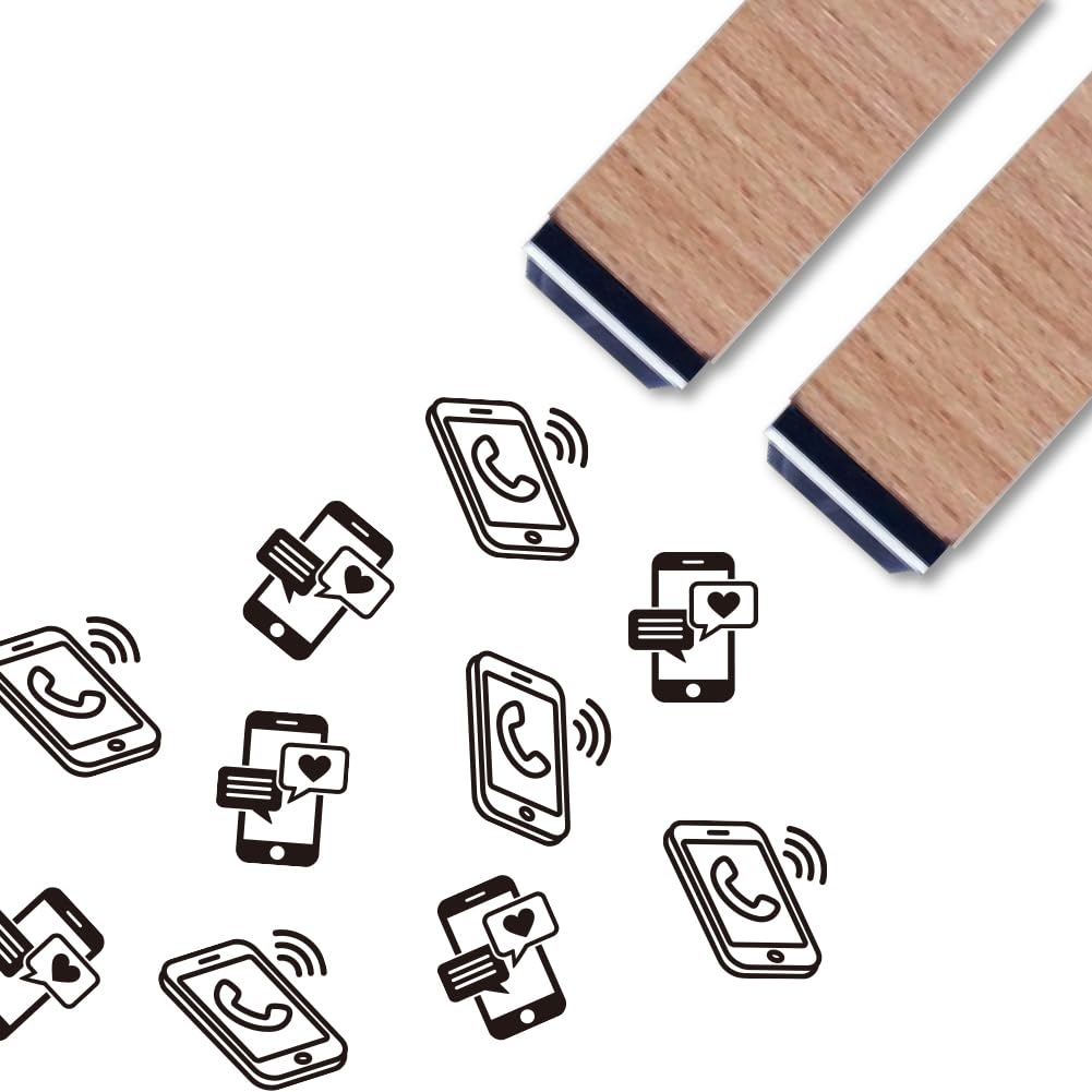 ANATTASOUL Cell Phone 2PCS Wooden Rubber Stamps for Crafting DIY