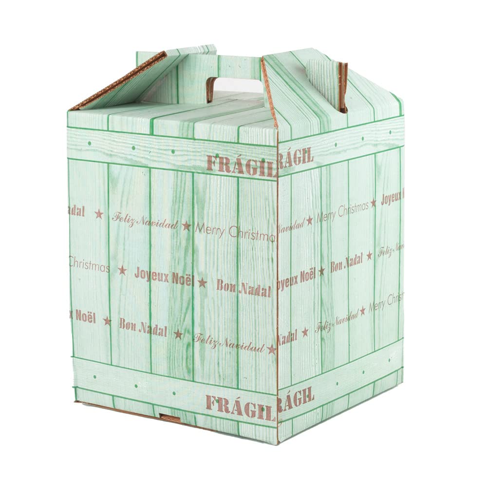 ONLY BOXES Pack de 10 cajas de cartón para lote y cestas de Navidad, Lote con impresión navideña para regalo de panera, botellas, envío lote, Capacidad para 9 botellas