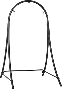 ANOW Adjustable Hammock Chair Stand, Heavy Duty Hanging Chair Stand, Black | Large Hammock Swing Chair Stand with Safety Hooks for Indoors Outdoors, Max 400 Lbs, Plus Size Version