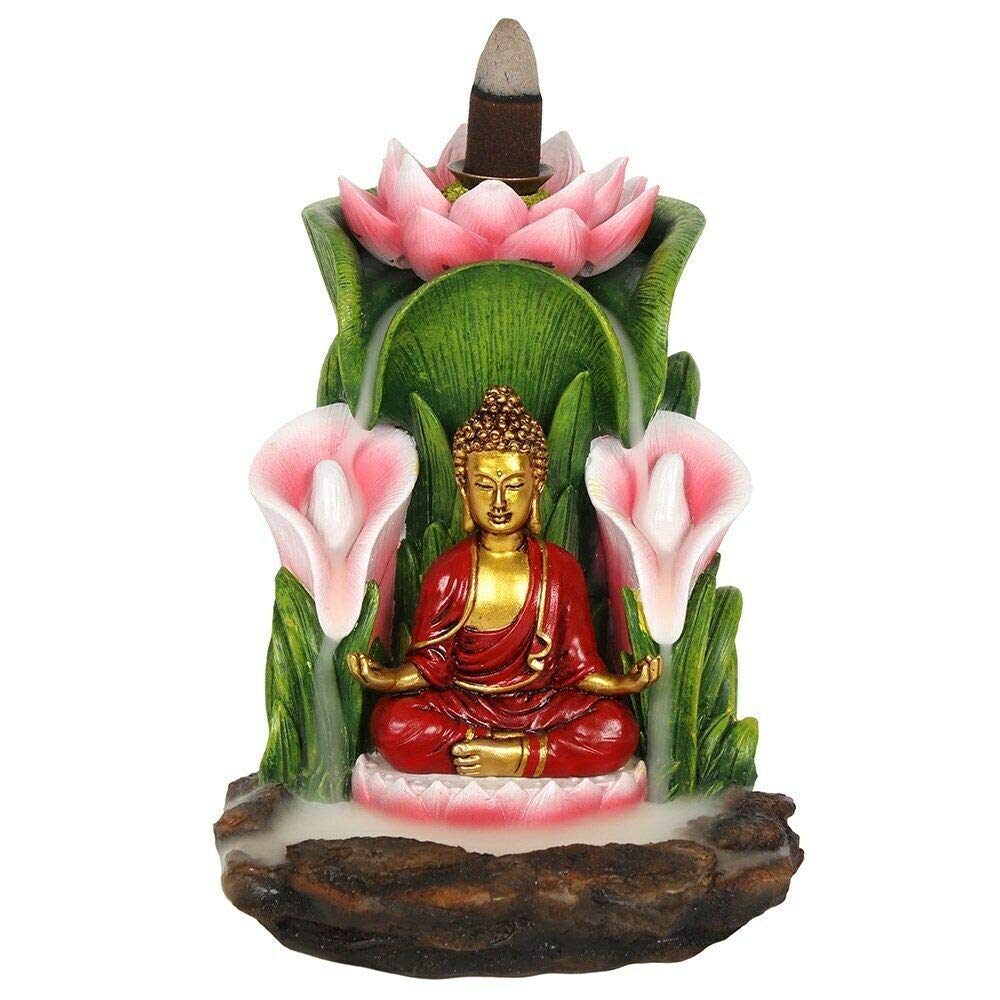 Wriol Multicolor L&P Backflow Incense Cone Burner Lotus Buddha Design