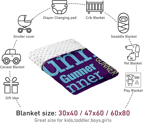 Miniatura 7 de Manta de doble capa para bebé con nombre personalizado, manta de cama personalizada con estampado morado para bebés, niños, niñas y niños (30 x 40