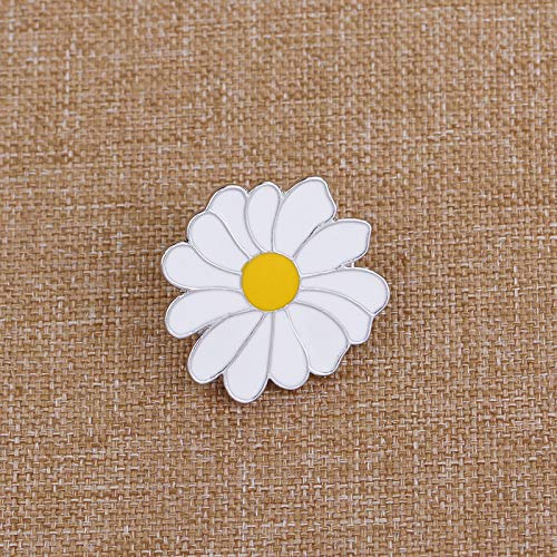Image of Cute Metal Badge White Daisy Flower Spring Enamel Lapel Pin Brooches