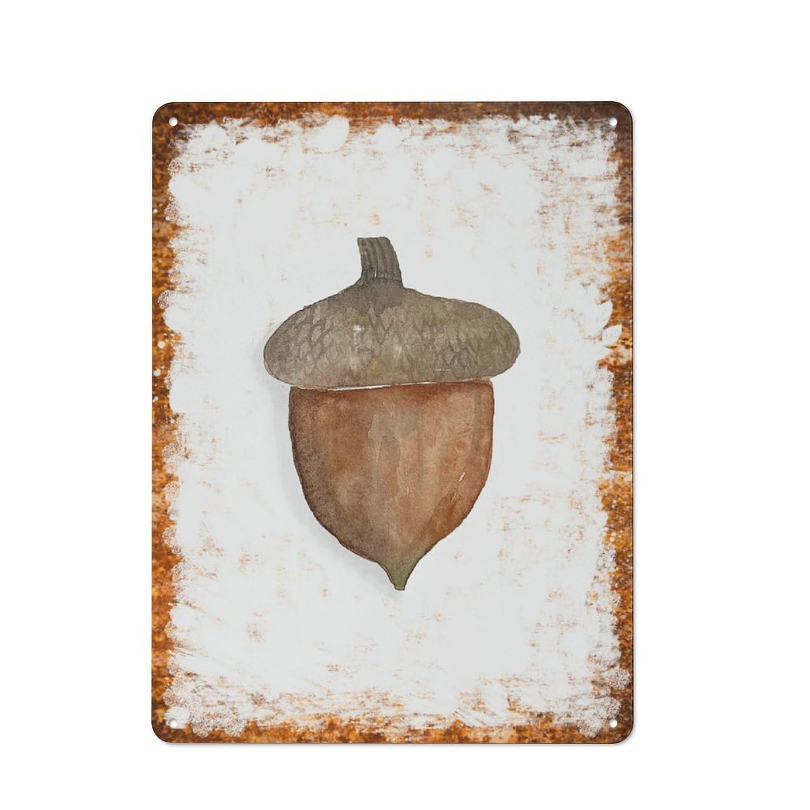 peiyeety Metal Tin Sign Acorn Nut Watercolor Pattern Vintage Rustic Wall Art Kitchen Bathroom Bedroom Living Room Cafe Farmhouse Entryway Office Garage Home Bar Laundry Room Porch Patio 6x8 Inch