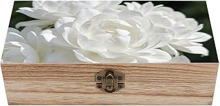 Flower White Wooden Keepsake Box Decorative Boxes with Lids Wedding Memory Boxes for Keepsakes Large Wood Storage Box for Crafts Small Wood Jewelry Photos Organizer