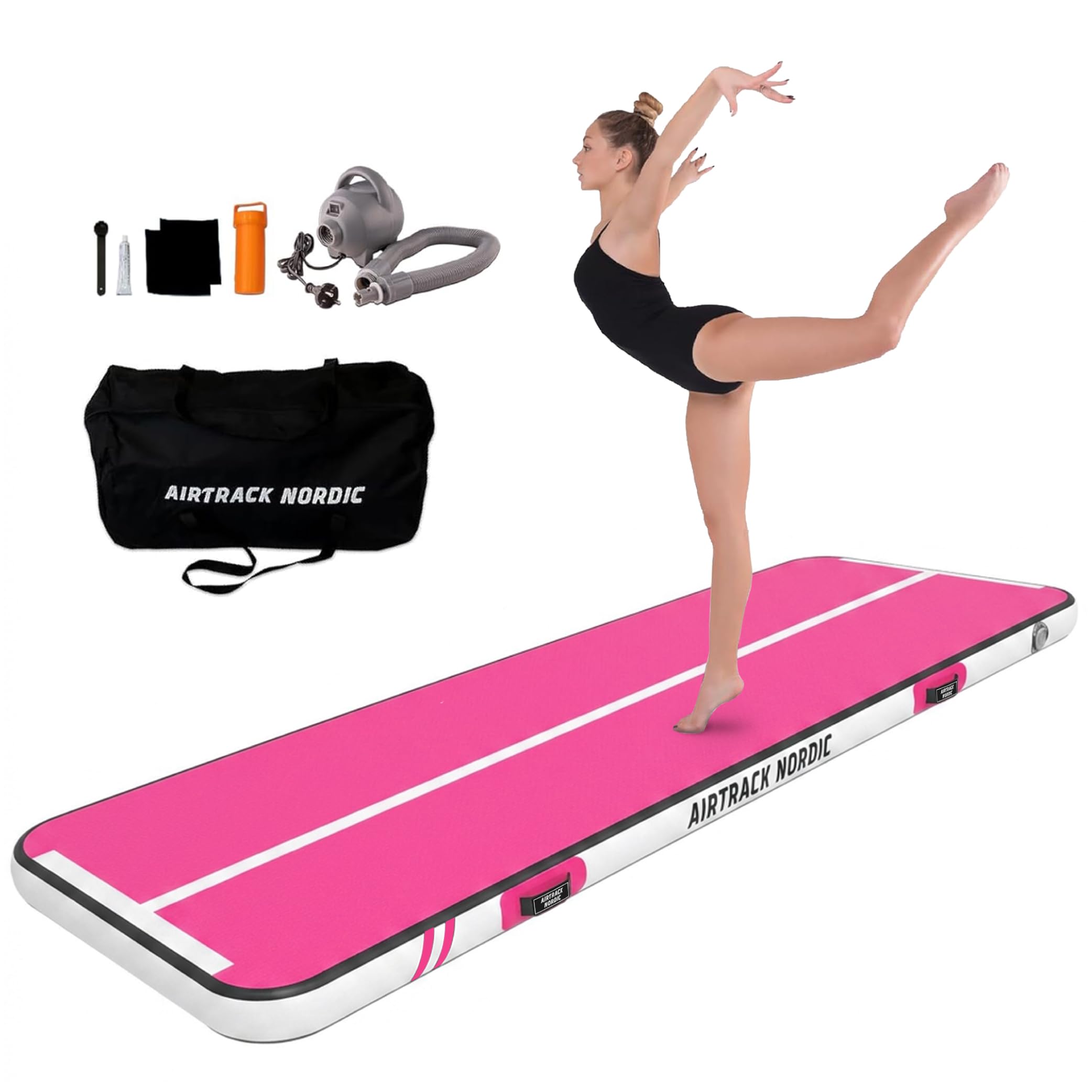 AirTrack Nordic Home Special Edition Air Track 3m/4m/5m/6m/7m/8m avec pompe à air - tapis de gym gonflable – Durable et facile à transporter Tapis de gymnastique, piste gonflable, tapis tumbling