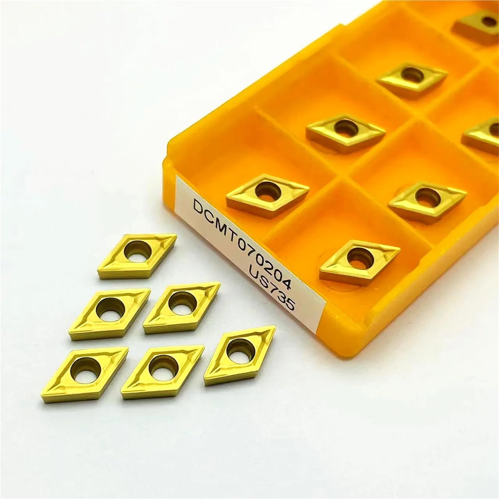 plaquita de torneado, 10 piezas DCMT070204 UE6020 VP15TF US735, herramienta de corte carburo alta calidad, inserto torneado DCMT 070204, juego insertos torno CNC(DCMT070204 VP15TF)