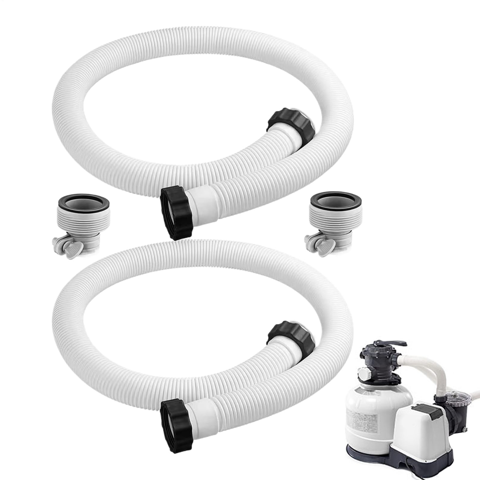Tubo Pompa Piscina Connettore di Ricambio da 38 mm | Tubo Pompa 2 Pezzi per Piscine Fuori Terra Per Giardino E Cortile A Sabbia Con Acqua Salata Pulizia Fondo E Manutenzione