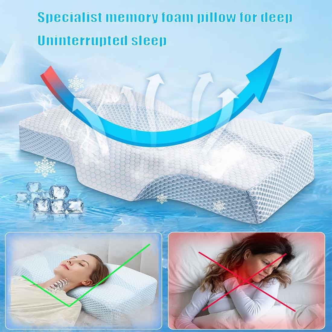 Oreiller à MéMoire De Forme, Oreiller De Soutien Cervical pour Soulager Les Douleurs Cervicales, Oreiller pour L'ApnéE du Sommeil, Oreiller Ergonomique avec Taie d'oreiller Amovible (Rose)