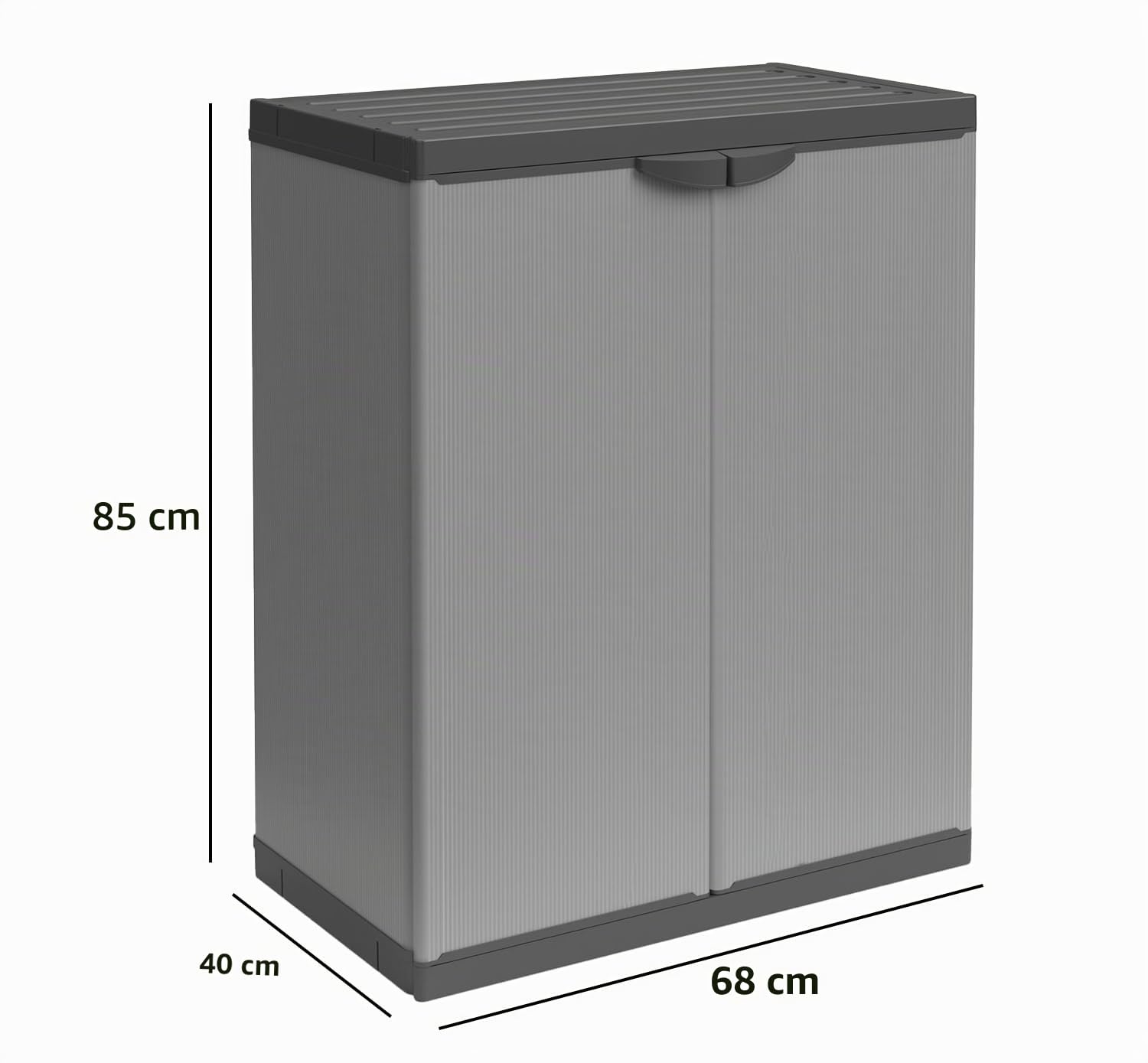 Armadio Basso 2 Ante da Esterno 68x40x85h cm, Ripiano e Maniglie + 3 Borse Raccolta Differenziata Colorate - Idrorepellente, Riciclaggio, Robusto, Anti odore, Lavabile - Sistemi Modulari