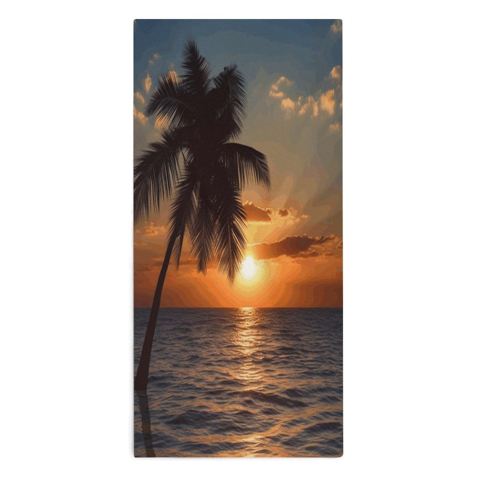 VstaDank Sunset Palm Tree Ocean Towel Quick Dry Absorbent Towels for Beach Thin Soft Lightweight Travel Bath Towel Sand Free Super Microfiber Face Towels for Sport Bath Adults