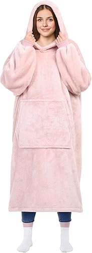 Kpblis Manta con capucha para mujeres y hombres, sudadera con capucha de gran tamaño, manta de lana gigante cálida y acogedora, de vellón, con