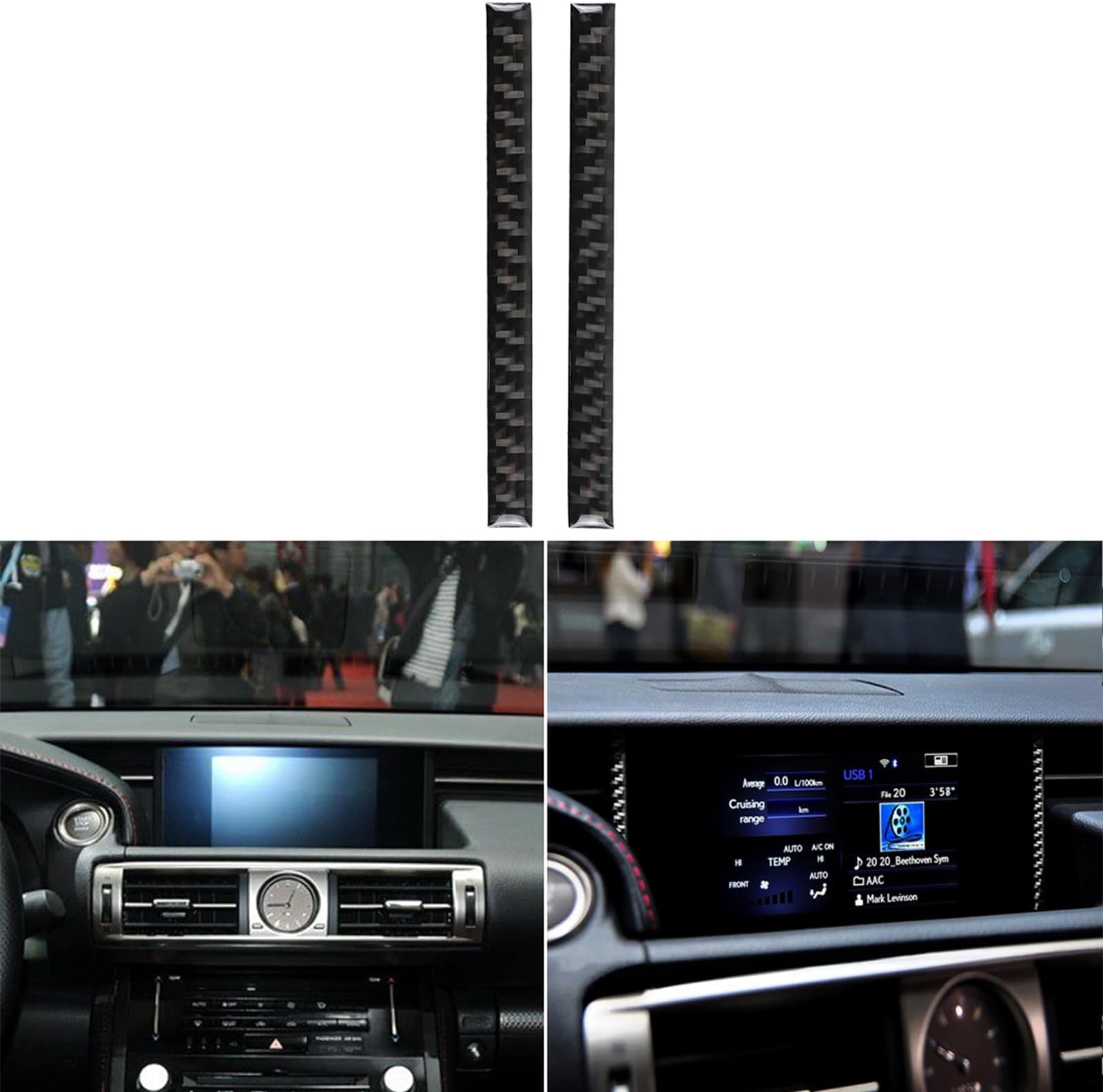 NVCNX Car Dashboard Navigation Frame Cover Decal Compatible with Lexus ​IS250 2014 2015 / IS200t 2016 2017 / IS300 2016-2020 / IS350 2014-2020 Carbon Fiber Interior Trim Accessories Black