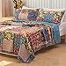 Qucover Cubrecama Patchwork para Cama 150,Cama 180,Colcha nordica bouti de piqué,100% Algodón,Manta...