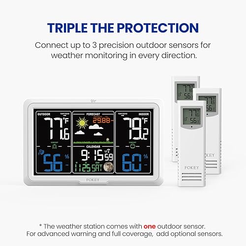 Miniatura 5 de Estación meteorológica inalámbrica para interiores y exteriores, termómetro inalámbrico para interiores y exteriores, estación meteorológica,
