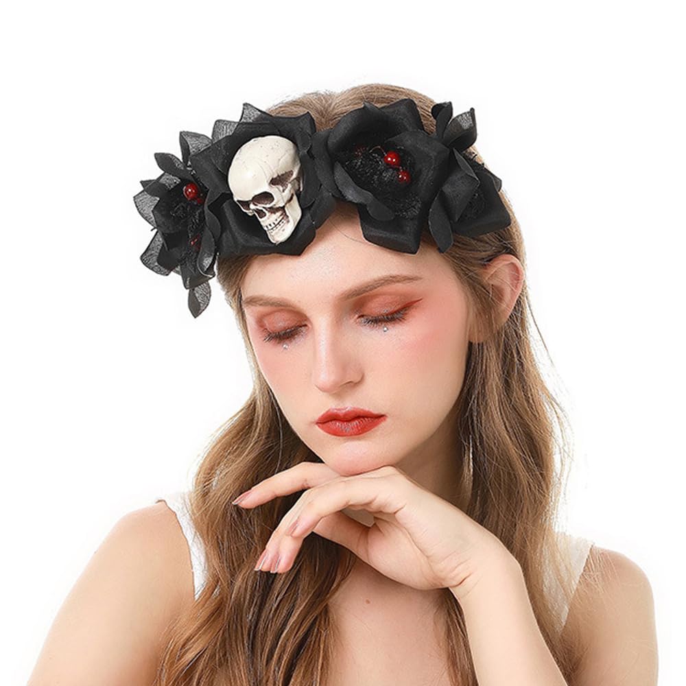 BubbmiMexican Flower Crown Headband, Day of the Dead Headpiece, Halloween Festival Headwear, Dia De Los Muertos Hairhoop