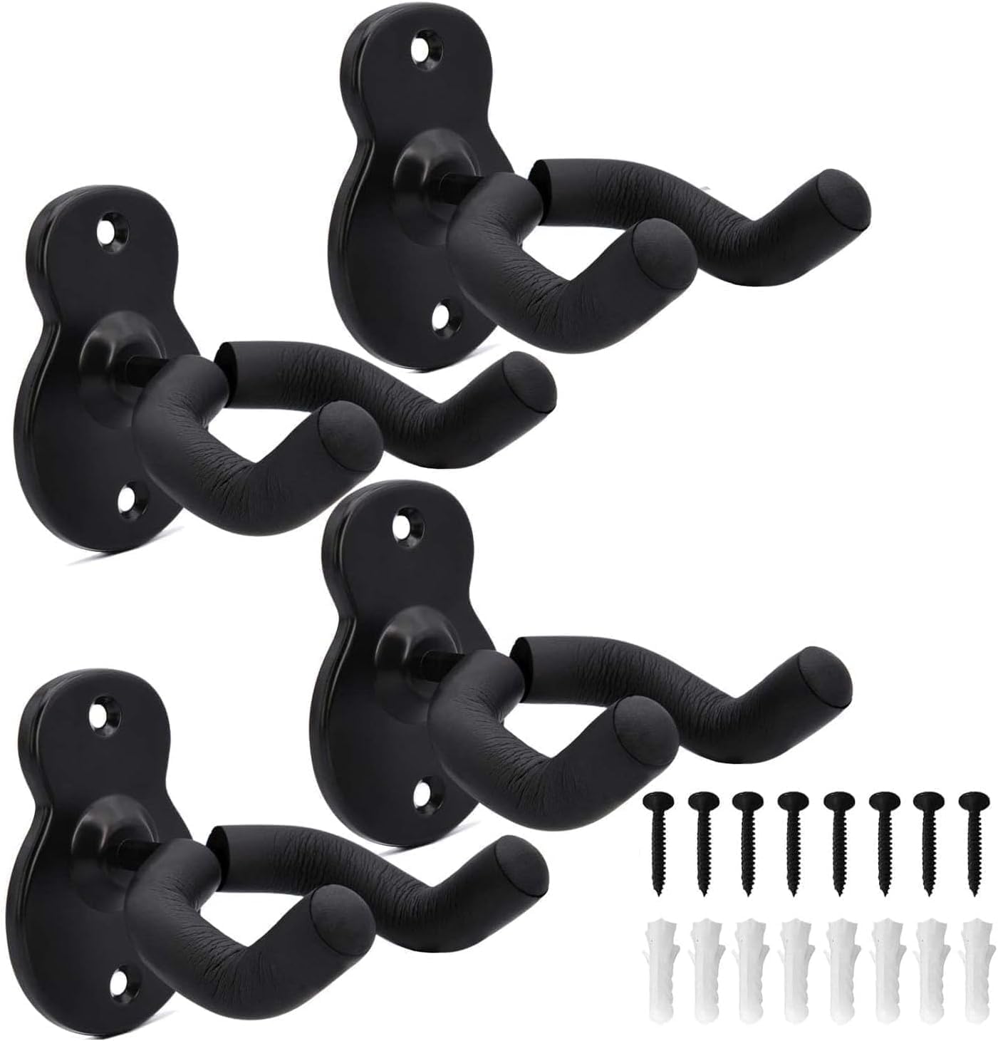 FBBEVWBK Guitar Wall Hanger 4 Pack, Electric Guitar Stand, Guitar Holder with Adjustable, Guitar Hook for Wall, All Size Guitars, Acoustic, Electric Guitar, Bass