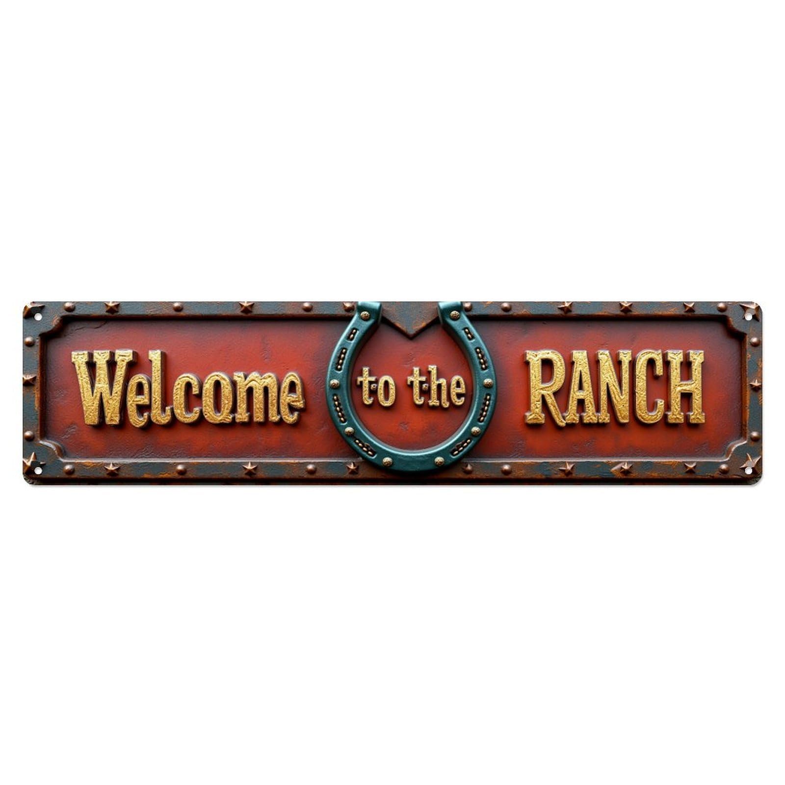 Welcome To The Ranch Sign Tin Sign Metal Poster Vintage Metal Signs for Home Man Cave Bar Cafe Kitchen laundry room Wall Decorations 4x16 inches