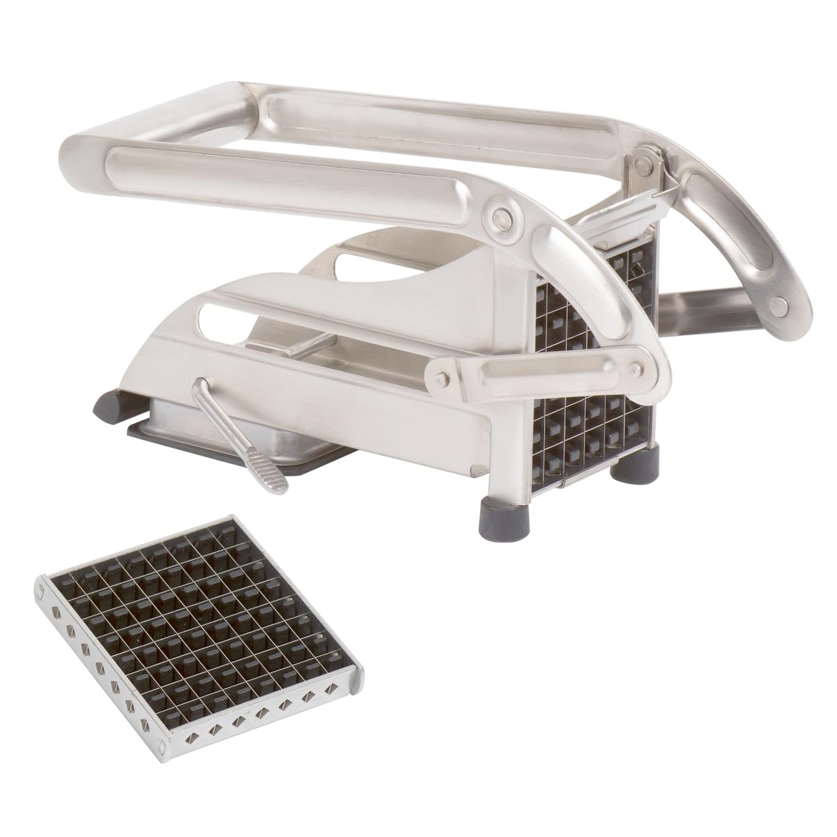 Louis Tellier - Coupe-Frites Ménager Inox avec Ventouse - 2 Couteaux Inclus - Ustensile de Cuisine Pratique pour Frites Maison