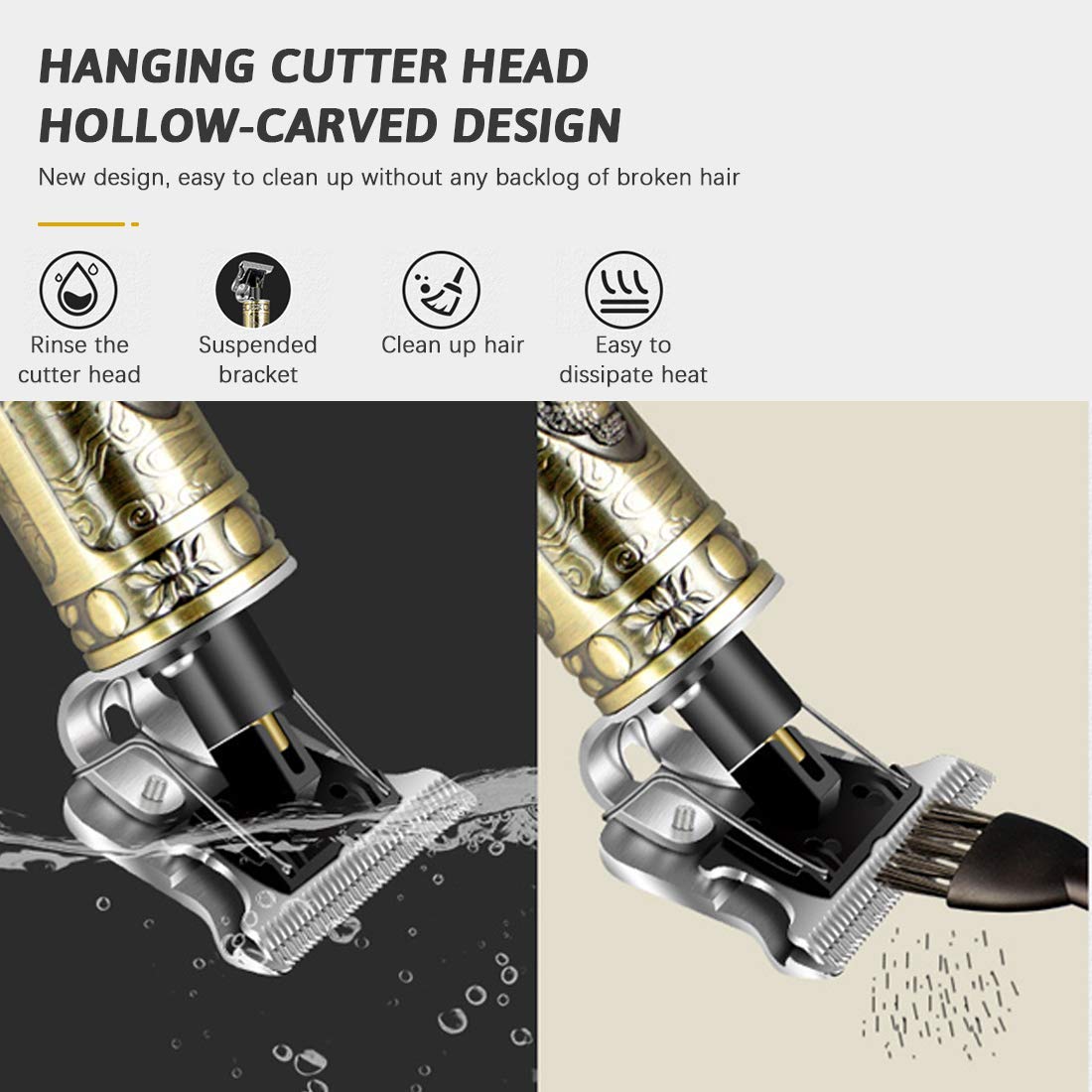 EKUPUZ Hair clippers for men - hair clippers for men professional,120 Minutes Durable T9 Rechargeable Cordless Close Cutting T-Blade Trimmer Men Hair Cutting Machine (2, Bronze) 2