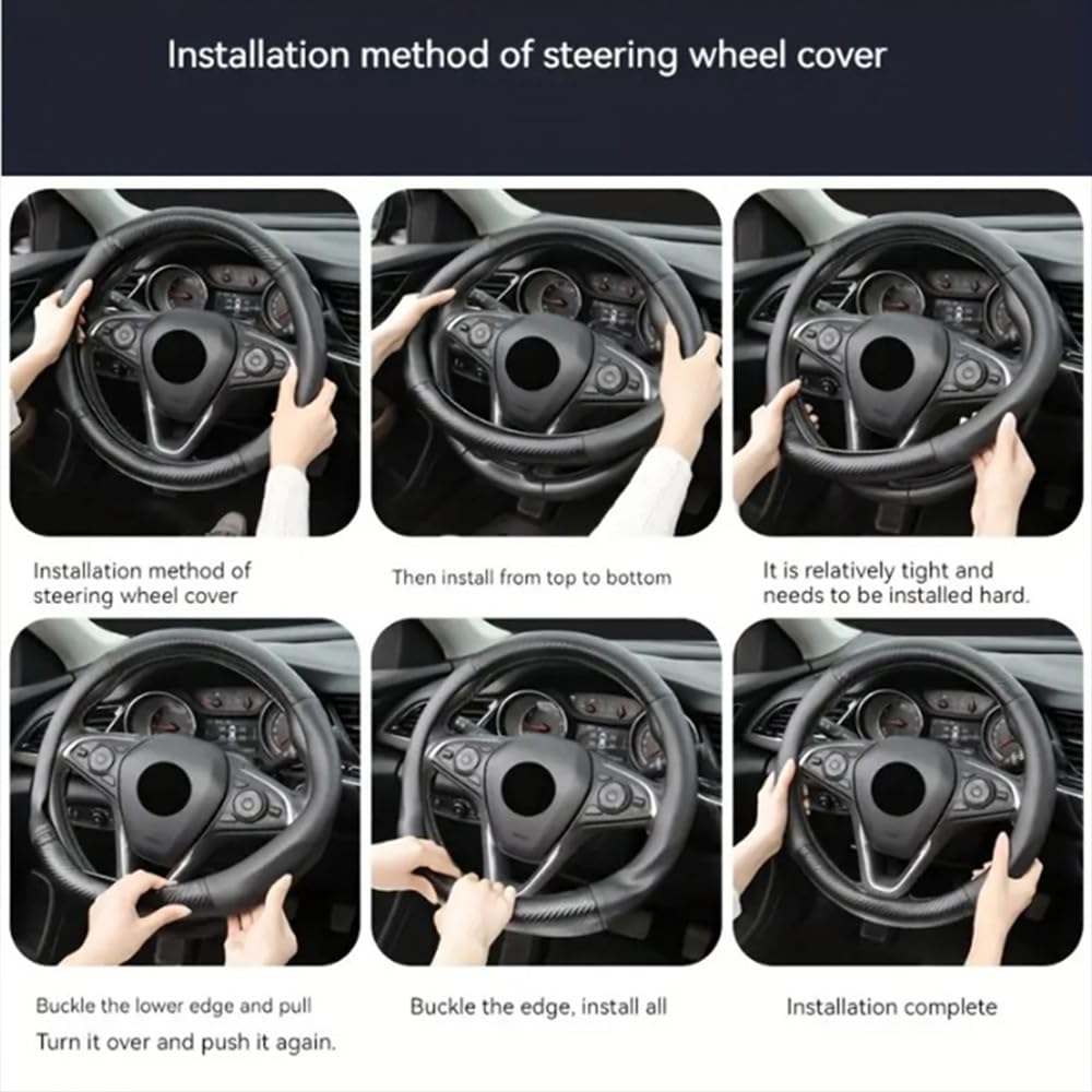 Auto-Lenkradbezug, perforiertes Leder, flache Unterseite, universal, 37–38 cm, passend für Volkswagen für VW Golf GTI/R Tiguan Polo ID.3 & ID.4 Touareg Arteon (passend für VW, D-Form)