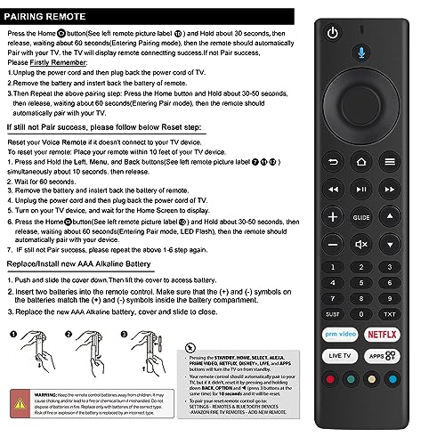 Replacement Voice Remote Control RM-C3253 Fit for JVC & Bush Fire TV Edition Smart 4K HDR LED TV LT-40CF890 LT-43CF890 LT-43CF890A LT-49CF890 LT-50CF890 LT-55CF890 LT-65CF890 - Image 4